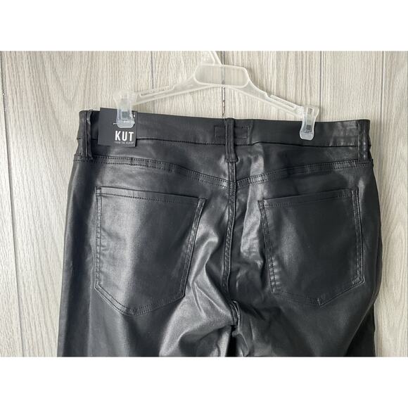 Women's 12 KUT From The Kloth Meg Ab Fab High Rise Wide Leg Black Coated Pants - Picture 5 of 15